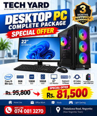 Desktop PC Complete Package – Core i5 8th Gen | 8GB RAM | 128GB SSD + 500GB HDD | 22" Monitor | RGB Gaming Casing