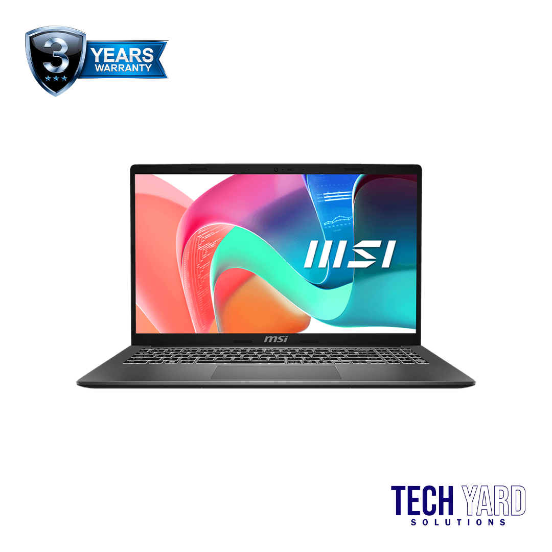 MSI Modern 15 laptop with Intel Core i3/i5/i7 12th or 13th Gen processor, 8GB-16GB RAM, 256GB-512GB NVMe SSD, 15.6-inch Full HD display, slim and lightweight design ideal for office, study, and productivity tasks